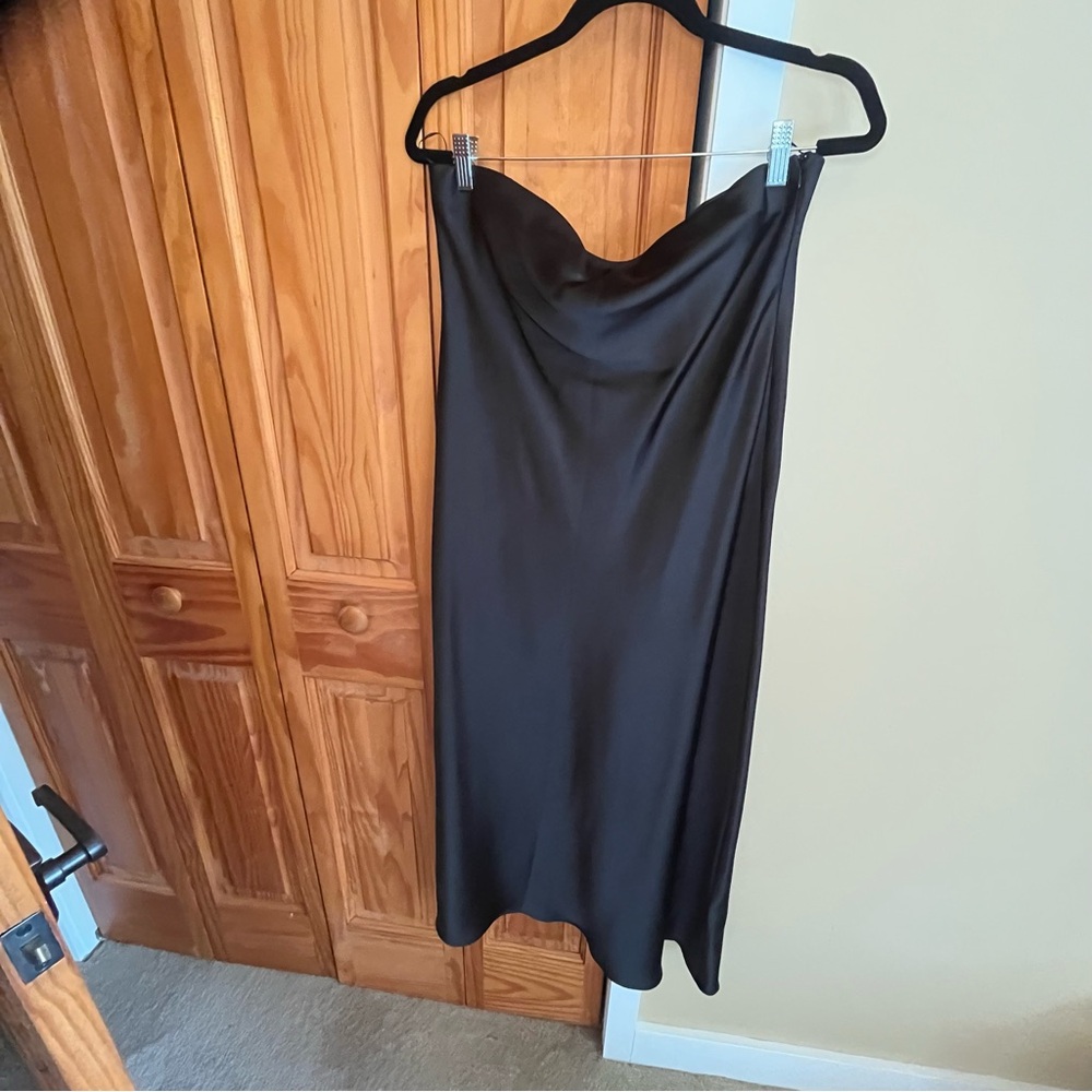 Zara Elegant Black Strapless Satin Dress NWT XL and XXL